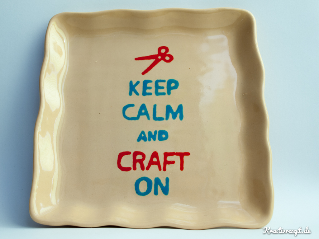 Bemalte Keramikschale "Keep calm and craft on"